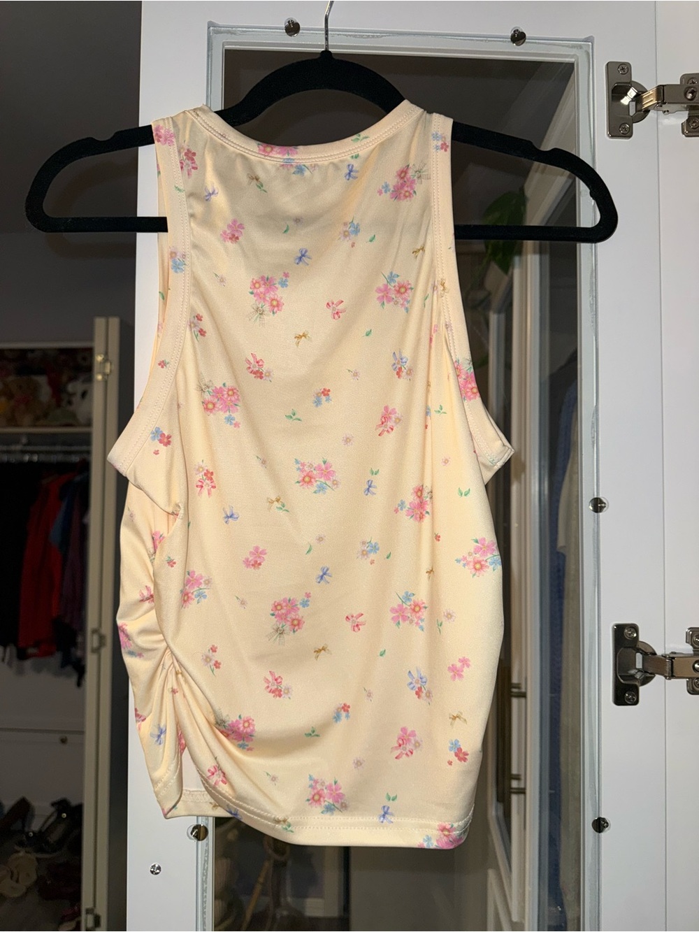Floral Ruched Tank Top - Cream - Picture 2 of 2